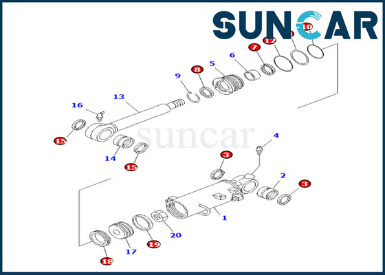 Bộ bảo dưỡng xi lanh lưỡi 707-98-31110 7079831110 Komatsu cho PC35MR-1 Bộ niêm phong xi lanh lưỡi