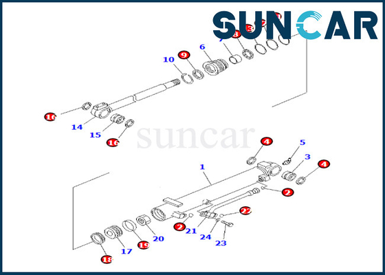 Bộ niêm phong xi lanh góc lưỡi 707-98-13220 7079813220 Komatsu Phù hợp với PC35MR-3 PC35MR-2