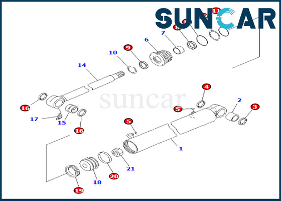 Komatsu 7079829630 707-98-29630 Boom Swing Cylinder Seal Kit cho PC35MR-3 PC35MR-2