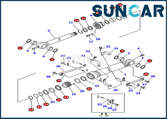 707-99-59610 Bộ công cụ bảo dưỡng xi lanh Bộ làm kín 7079959610 cho PC300LC-7 PC350LC-7 Bộ phận mô hình Komatsu