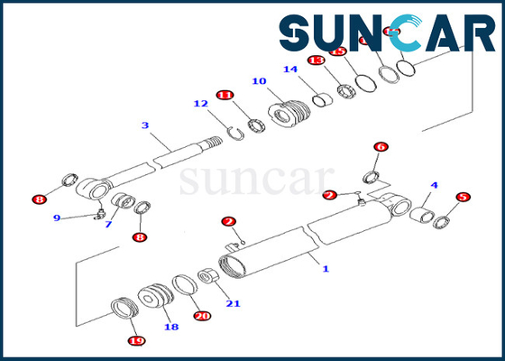 Komatsu 707-98-29670 7079829670 Boom Swing Cylinder Seal Kit cho PC35MR-3 dầu và chống mài mòn