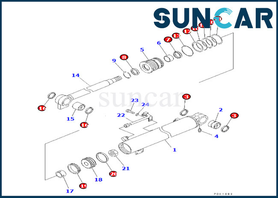 707-98-24280 7079824280 Boom Cylinder Seal Kit Phù hợp với PC35R-8 Komatsu Boom Cylinder Repair Kit