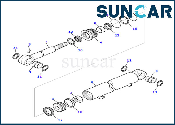 Bộ bịt kín xi lanh cánh tay Komatsu 878000655 Phù hợp với PC35R-8 Bộ bịt kín xi lanh cánh tay chống mài mòn