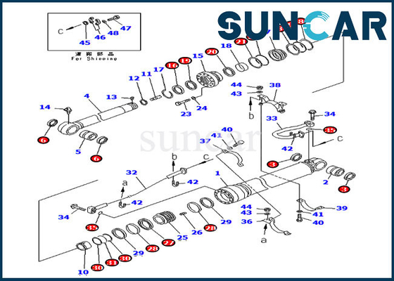 Komatsu PC300LC-6 707-99-67040 7079967040 Bộ dịch vụ máy xúc Cánh tay xi lanh thủy lực