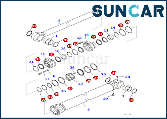 Boom Cylinder Seal Kit Komatsu 7219802600 721-98-02600 cho PC360LCI-11 PC390LCI-11