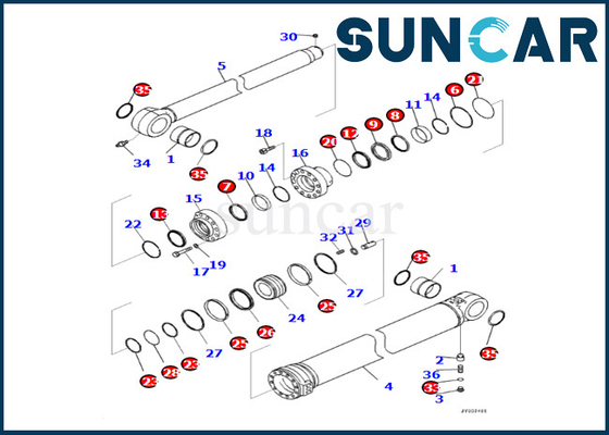 Bộ niêm phong sửa chữa xi lanh cánh tay Komatsu 7219801981 721-98-01981 cho PC360LCI-11 PC390LCI-11