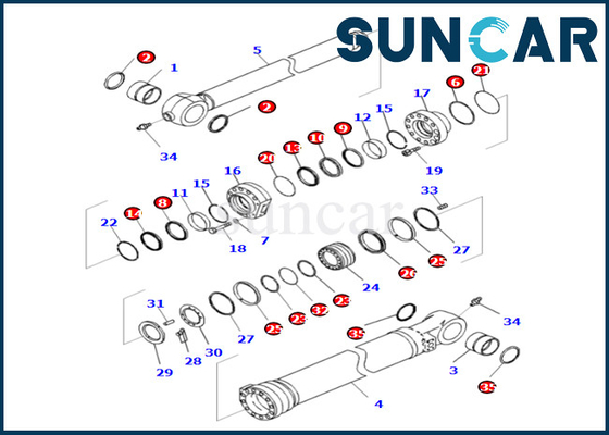 Bộ dụng cụ sửa chữa con dấu xi lanh của thùng Komatsu 721-98-01990 7219801990 dành cho PC360LCI-11 D375AI-8E0 PC390LCI-11