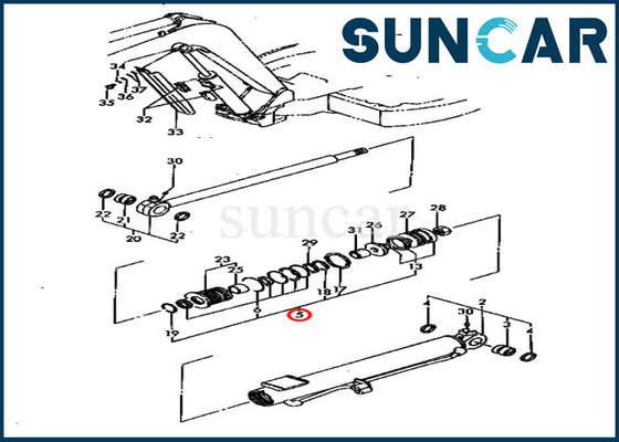 YM172142-99340 Boom Seal Kit Xi lanh thủy lực cho Komatsu PC30FR-1 PC30FR-2 Seal Kits