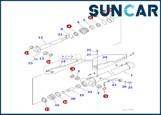 Bộ niêm phong xi lanh cánh tay Komatsu 707-98-25260 7079825260 cho Bộ bảo dưỡng xi lanh cánh tay PC38UU-3