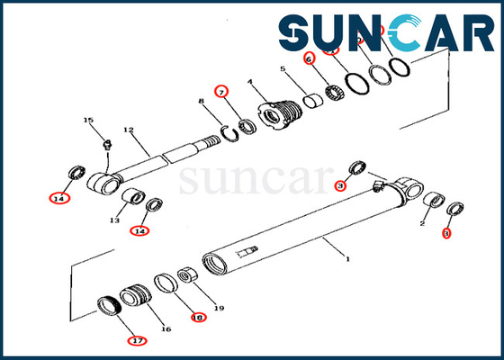 Komatsu 707-98-25520 Boom Swing Cylinder Service Kit 7079825520 Phù hợp với PC38UU-2 PC38UUM-2 PC40-7