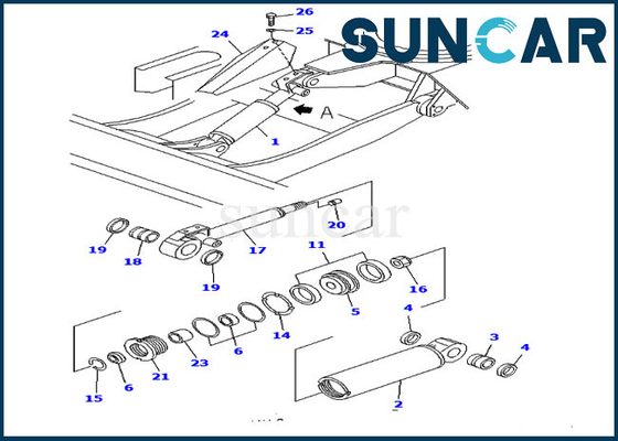 Bộ sửa chữa con dấu máy xúc cho YM172422-72700 PC30FR-2 Komatsu Blade Cylinder Service Kit
