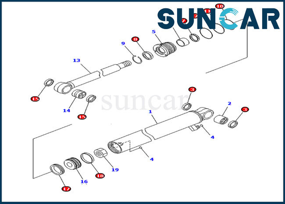 Bộ niêm phong xi lanh cánh tay 707-98-22870 Bộ dụng cụ sửa chữa thủy lực Phù hợp với Máy xúc Komatsu PC30MR-2 PC30MR-2-A