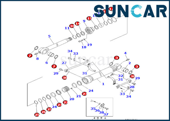 Bộ làm kín xi lanh xô 707-99-66240 7079966240 Komatsu cho PC400-7 PC300LL-7E0 PC350LL-7E0