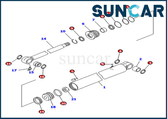 Chống mài mòn 707-98-23180 Boom Swing Cylinder Service Kit Phù hợp với PC30MR-3 PC30MR-2 Komatsu