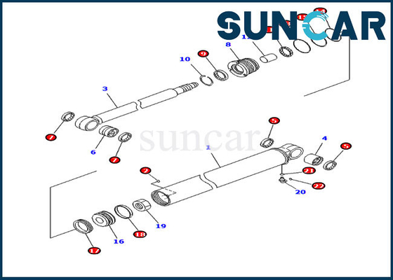 PC35MR-3 PC30MR-3 KOMATSU 707-98-23870 7079823870 Bộ làm kín cánh tay Xi lanh thủy lực