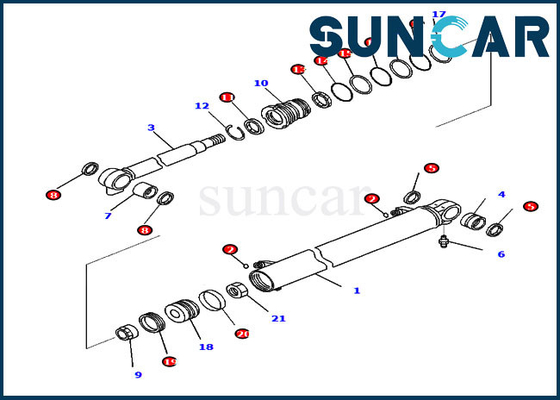 PC35MR-5 PC35MR-3 707-98-26070 Boom Cylinder Seal Repair Kit Bộ niêm phong Komatsu