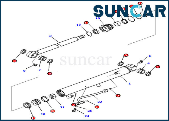 Bộ bảo dưỡng xi lanh xô 707-98-14350 7079814350 cho các bộ phận mô hình Komatsu PC35MR-3 PC30MR-3