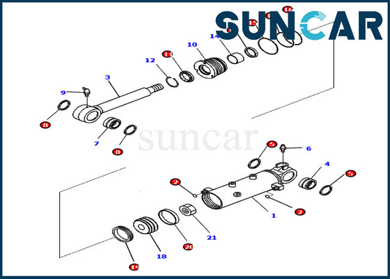 707-98-22930 Bộ làm kín xi lanh dạng lưỡi Bộ phận bảo dưỡng Bộ phụ kiện phù hợp với Komatsu PC30MR-3 PC30MR-5 PC27MR-3