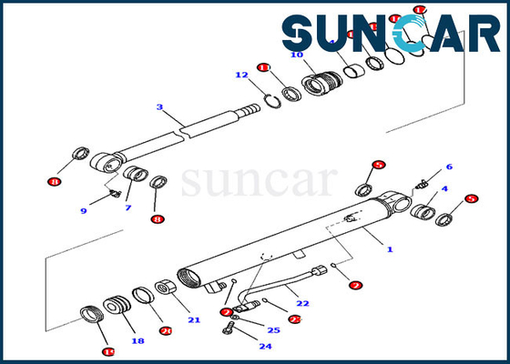 Máy xúc PC35MR-3 PC30MR-3 707-98-14920 Bộ sửa chữa con dấu thùng Komatsu Xi lanh thủy lực