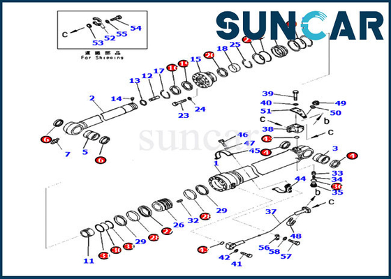 707-99-72080 Bộ dụng cụ sửa chữa xi lanh cánh tay Bộ dụng cụ bảo dưỡng Komatsu PC360LC-10 PC390LC-10