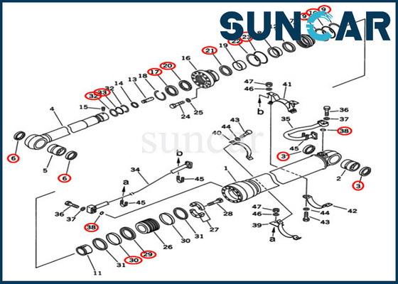 Bộ niêm phong cánh tay 707-99-68515 PC400-5D PC400-6C Máy xúc Komatsu Bộ niêm phong sửa chữa xi lanh
