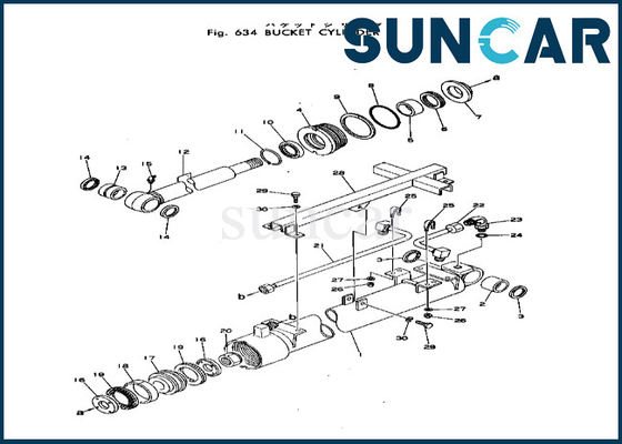 Bộ sửa chữa xi lanh xô 20T6376105 20T-63-76105 Bộ làm kín xi lanh cho PC40-1 PC40-2 Komatsu