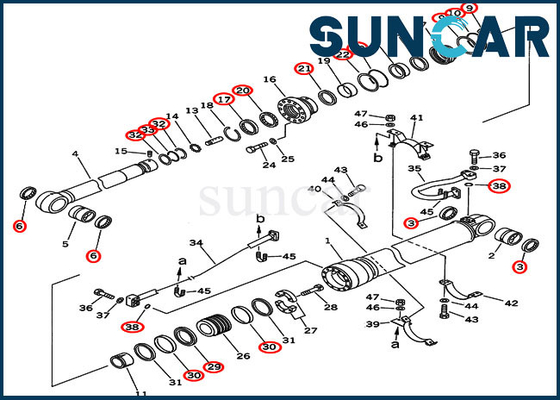 707-99-69500 ​​7079969500 ​​Bộ sửa chữa con dấu xi lanh cánh tay Phù hợp với phiên bản nước ngoài PC450-6 PC450LC-6 Komatsu
