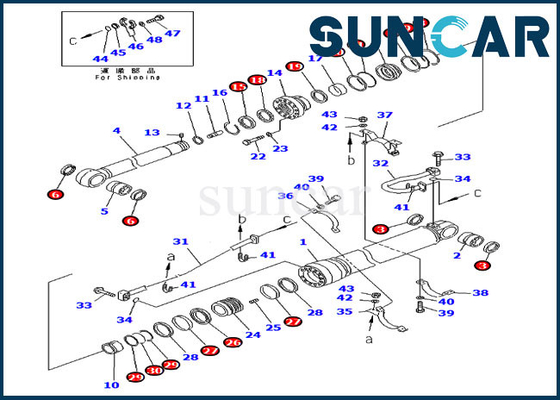 Bộ sửa chữa cánh tay Xi lanh thủy lực 707-99-69520 cho bộ phận dịch vụ PC400LC-6 PC450LC-6 Komatsu