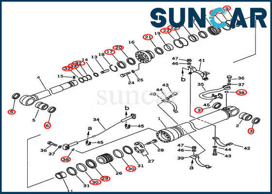 Bộ niêm phong cánh tay 707-99-69505 Bộ dụng cụ sửa chữa xi lanh thủy lực cho bùng nổ hạng nặng Komatsu PC400-6C