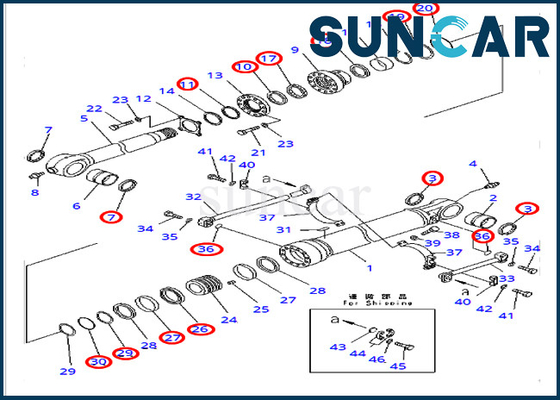 Bộ sửa chữa con dấu xi lanh xô 707-99-65220 cho thiết bị hạng nặng máy xúc PC400-7 PC400LC-7 Komatsu