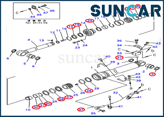 707-99-69710 7079969710 Bộ làm kín cho PC400-7 PC400LC-7 PC450-7 Arm Cylinder Komatsu Phiên bản nước ngoài