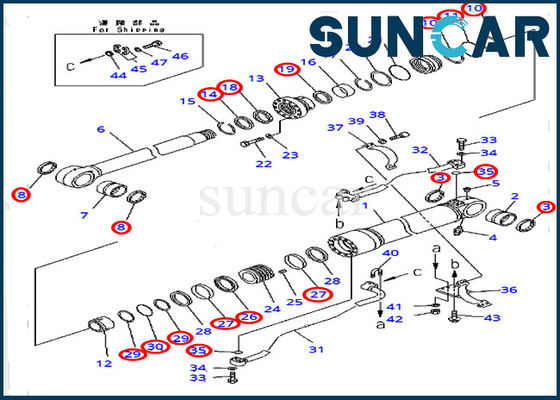 Boom Repair Seal Kit 707-99-72320 Xi lanh thủy lực cho phiên bản nước ngoài KOMATSU PC450-8 PC400-7 Kiểu máy