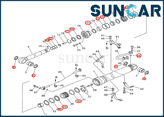 Bộ làm kín xi lanh cánh tay Komatsu Bộ làm kín xi lanh hộp 7079968510 707-99-68510 Komatsu cho PC400 PC400-6Z