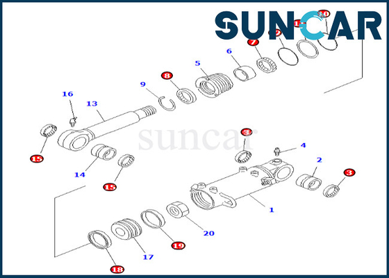 7079832120 707-98-32120 Bộ làm kín xi lanh lưỡi Komatsu cho PC40-7 PC40R-7 Bộ làm kín xi lanh lưỡi