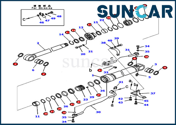 PC400-8 PC400LC-8 Komatsu 707-99-67091 7079967091 Bộ dịch vụ bùng nổ Bộ chống mài mòn Bộ làm kín dầu xi lanh