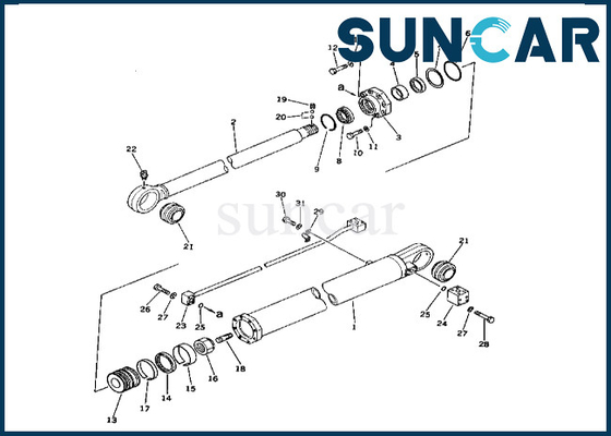 Bộ làm kín xi lanh cánh tay 208-63-66100 2086366100 Komatsu dành cho PC400-1 PC400LC-1 Bộ dụng cụ sửa chữa xi lanh cánh tay