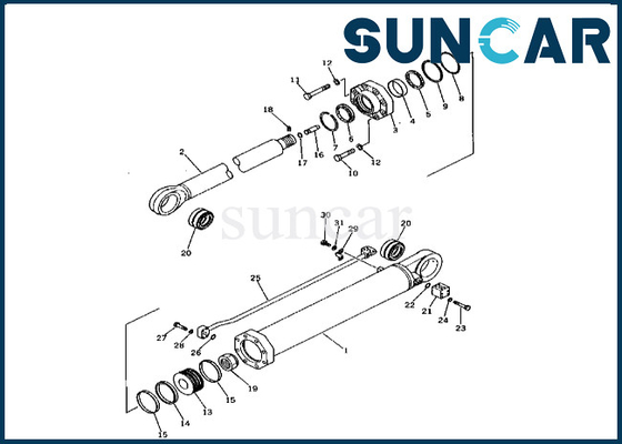 Bộ làm kín xi lanh cánh tay Komatsu 208-63-65500 2086365500 Bộ niêm phong xi lanh cánh tay cho PC400-1 PC400LC-1