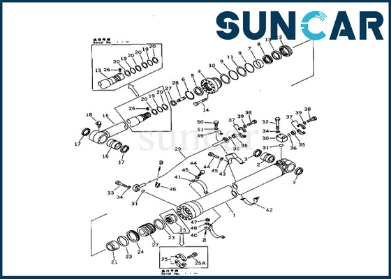 Bộ bảo dưỡng xi lanh cánh tay Komatsu 208-63-62100 2086362100 Bộ làm kín xi lanh cánh tay cho PC400-3 PC400LC-3