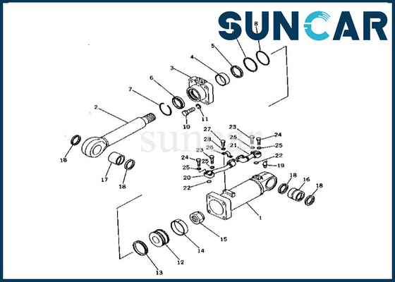 Bộ làm kín xi lanh đổ đáy Komatsu 2086395300 208-63-95300 dành cho PC400-1 Bộ dụng cụ sửa chữa xi lanh đổ đáy PC400LC-1