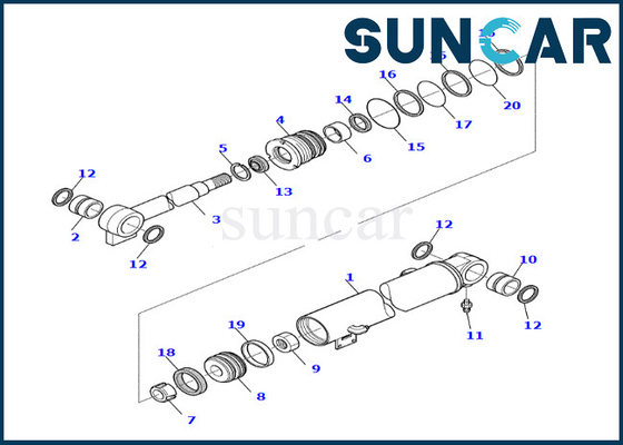 Bộ bịt kín xi lanh bùng nổ 878000539 chống mài mòn cho Bộ thay thế xi lanh bùng nổ PC45R-8 Komatsu