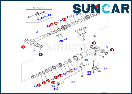 Komatsu 721-98-00130 7219800130 Boom Cylinder Seal Kit Phù hợp với PC490LC-11 PC490LCI-11 Boom Cylinder Seal Kit