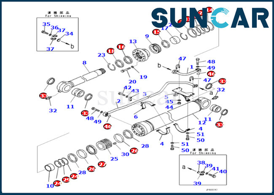 Komatsu 721-98-00220 7219800220 Bộ làm kín xi lanh cánh tay Bộ làm kín xi lanh xô cho PC650LC-11 PC700LC-11