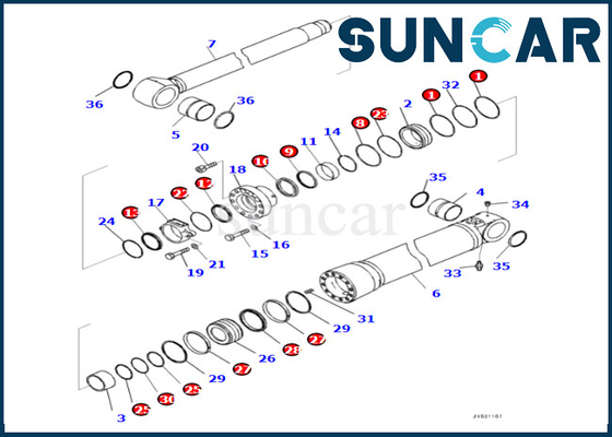 Boom Cylinder Seal Kit 7219801720 721-98-01720 Phù hợp với PC490LCI-11 Boom Cylinder Repair Kit Komatsu