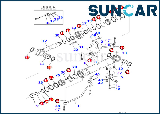 Bộ dụng cụ sửa chữa xi lanh bùng nổ 721-98-03990 7219803990 Bộ làm kín xi lanh Komatsu Boom cho PC500LC-10R PC500LC-10M0