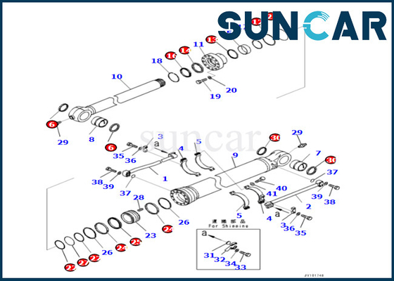 Komatsu 7219804010 721-98-04010 Bộ làm kín xi lanh xô cho PC500LC-10R PC500LC-10M0