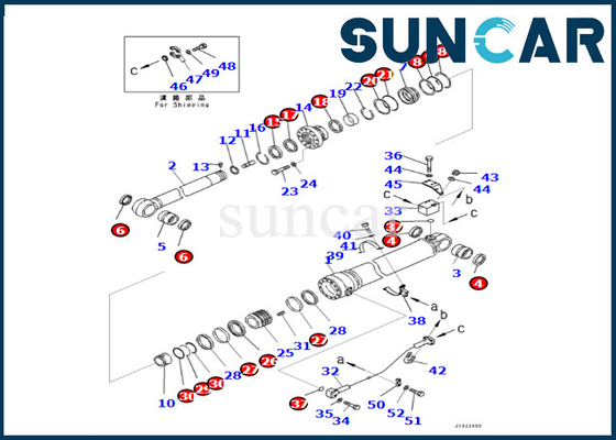 Komatsu 707-99-76190 7079976190 Bộ làm kín xi lanh cánh tay cho PC400LCSE-8R PC500LC-8R PC500LC-8