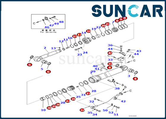 Bộ làm kín xi lanh cánh tay Komatsu 707-99-76180 707-99-76180 Phù hợp với PC500LC-8R PC500LC-8 Bộ sửa chữa xi lanh cánh tay
