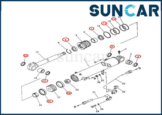 Chất lượng cao 707-98-34120 7079834120 cho PC50UU-2 PC50UU-1 Boom Seal Kit Komatsu