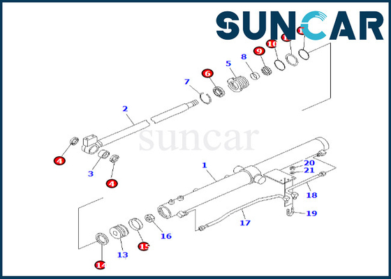 707-98-12320 7079812320 Bộ làm kín xi lanh cánh tay trượt cho PC50UU-2 Bộ làm kín xi lanh trượt Komatsu