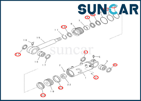 Bộ làm kín xi lanh hình lưỡi Komatsu 707-99-33420 7079933420 cho Bộ sửa chữa con dấu xi lanh có lưỡi PC57-7